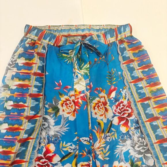 Johnny Was Silk Pants Blue Floral Size Small - Picture 6 of 8